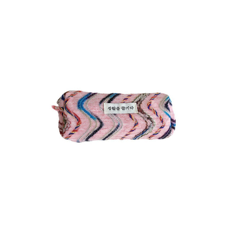 Rainbow Embroidery Large Capacity Woolen Pen Bag