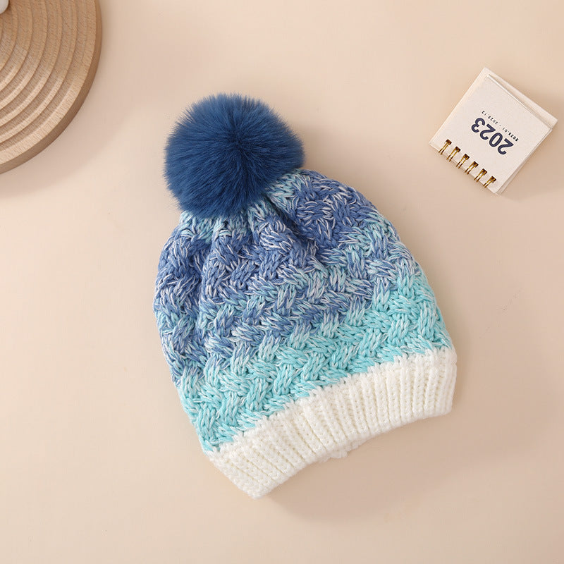 Wholesale Children's Winter Hats Plus Velvet Color Matching Beanie Ear Protection Hats