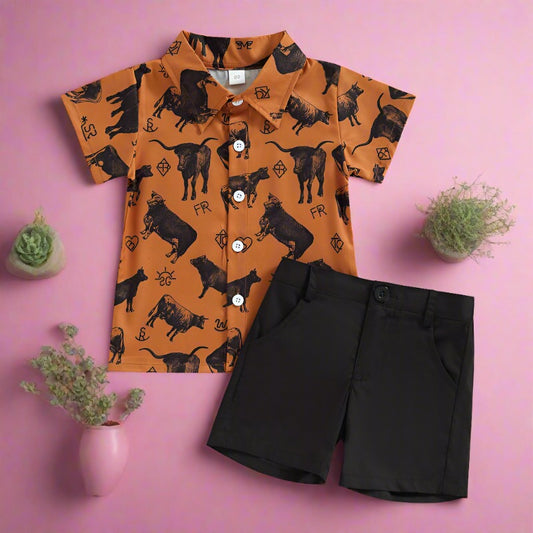 Western Farm Cow Print Two-piece Baby Clothes
