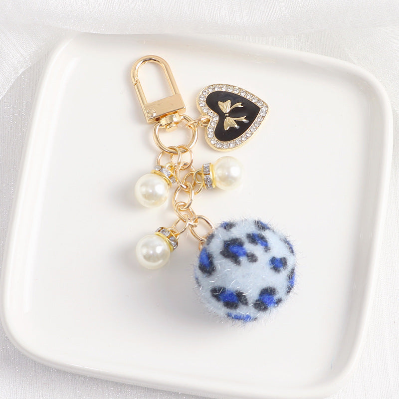Leopard Fur Ball Keychain