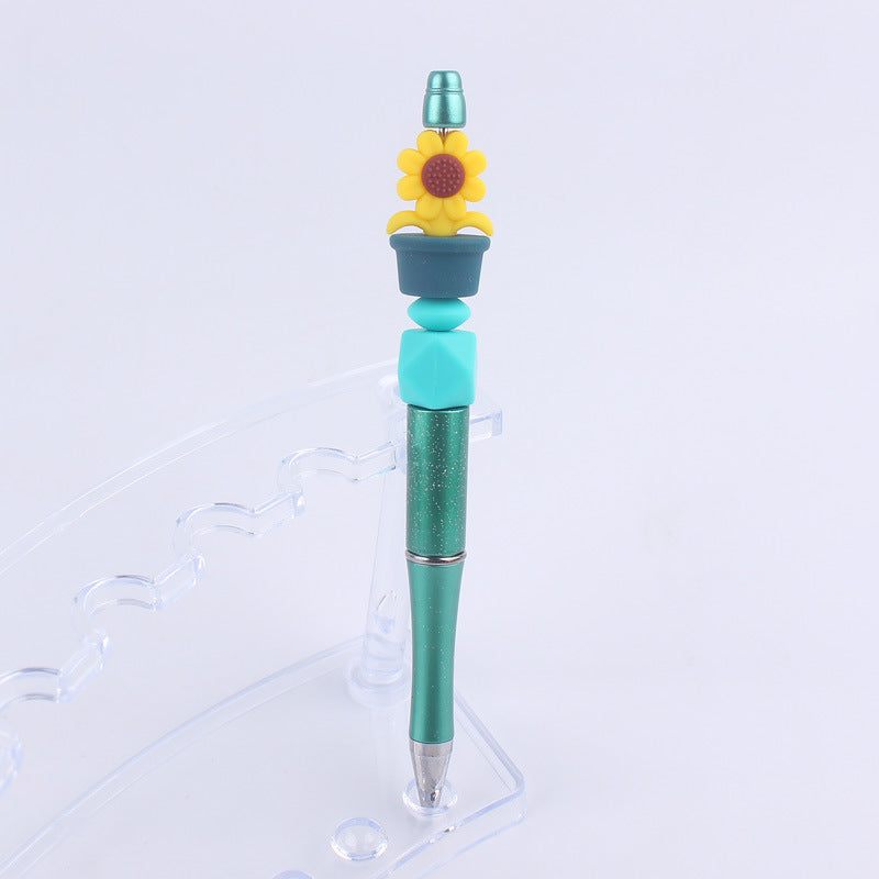 Handmade Bead Pen Sunflower Silicone Ballpoint Pen