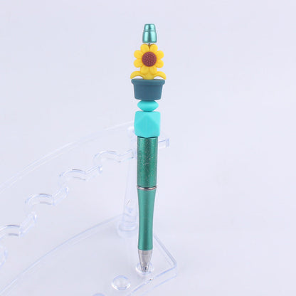 Handmade Bead Pen Sunflower Silicone Ballpoint Pen