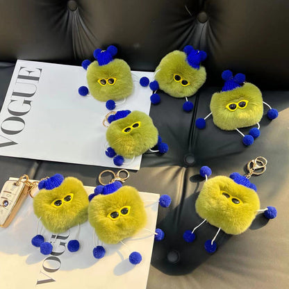 Avocado Color Fur Ball Keychain
