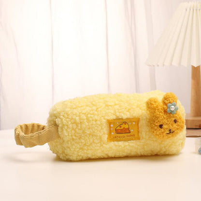 Portable Lamb Wool Large Capacity Simple Pencil Case