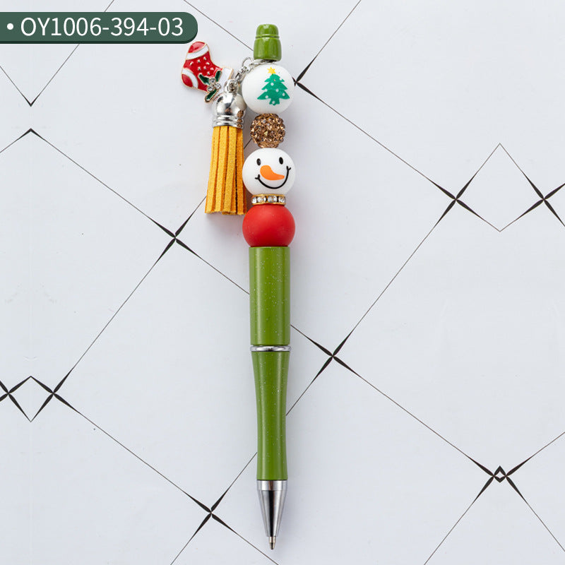 Christmas Tassel Silicone Handmade Bead Pen Ballpoint Pen