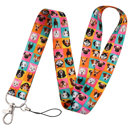 Puppy paw print card holder mobile phone lanyard keychain