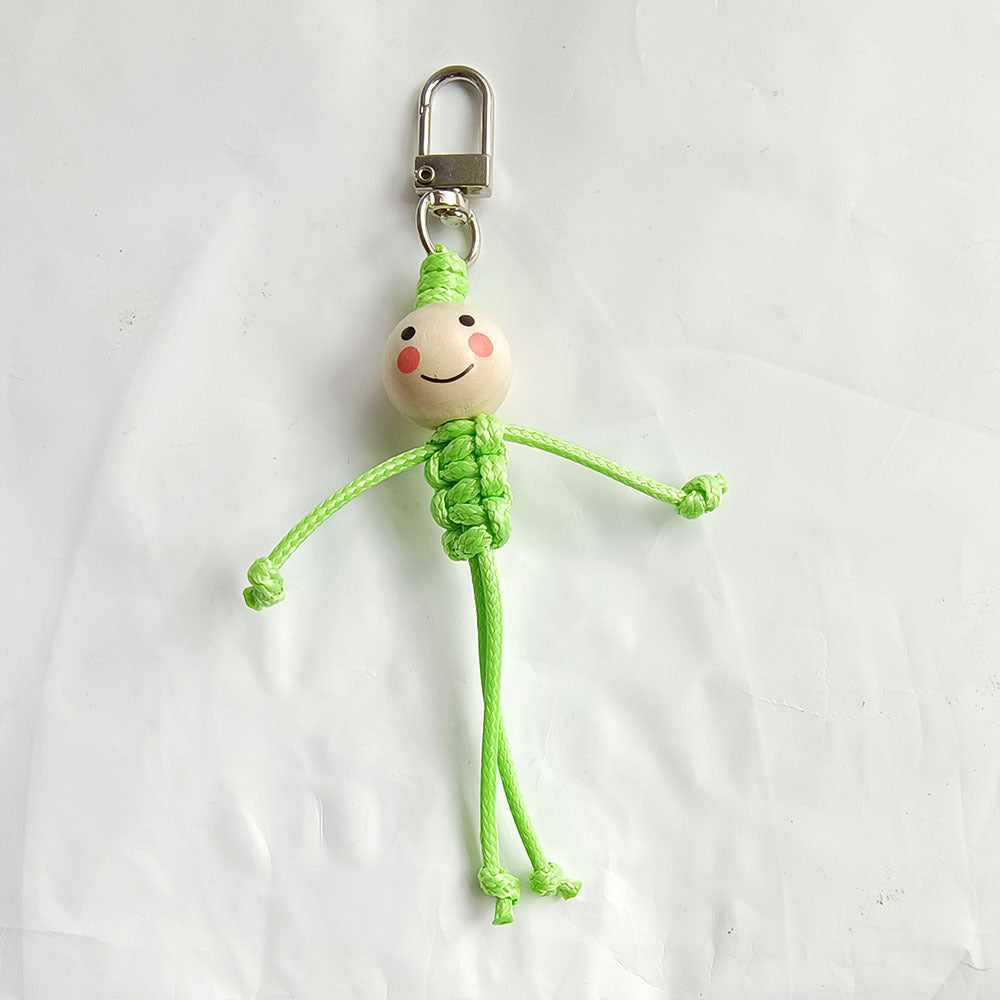 Stickman Keychain Beads Smiley Face School Bag Pendant