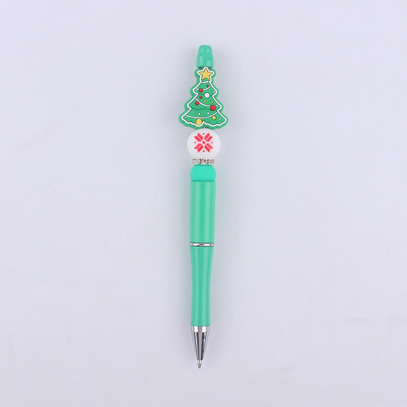 Cartoon Christmas Snowman Tree Beadable Silicone Beaded Ballpoint