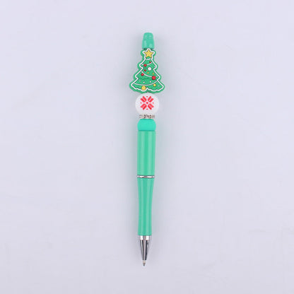 Cartoon Christmas Snowman Tree Beadable Silicone Beaded Ballpoint