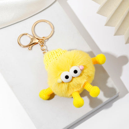Cute Wool Hat Small Coal Ball Keychain