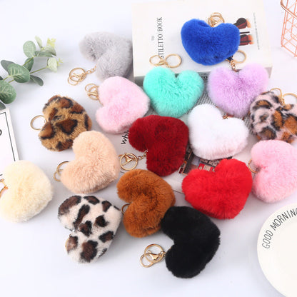 Plush Love Keychain Peach Heart Ball Keychain