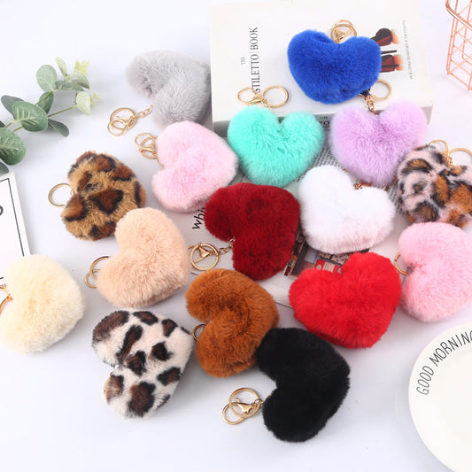 Plush Love Keychain Peach Heart Ball Keychain