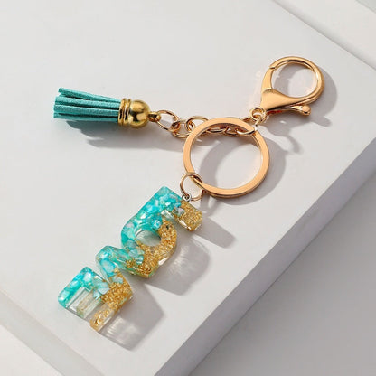 Rainbow Color Gradient Letter Resin Crystal Keychain