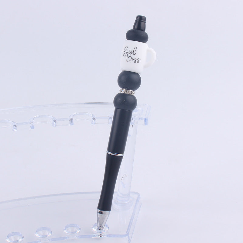Handmade Bead Pen Cartoon Cup Silicone Ballpoint Pen