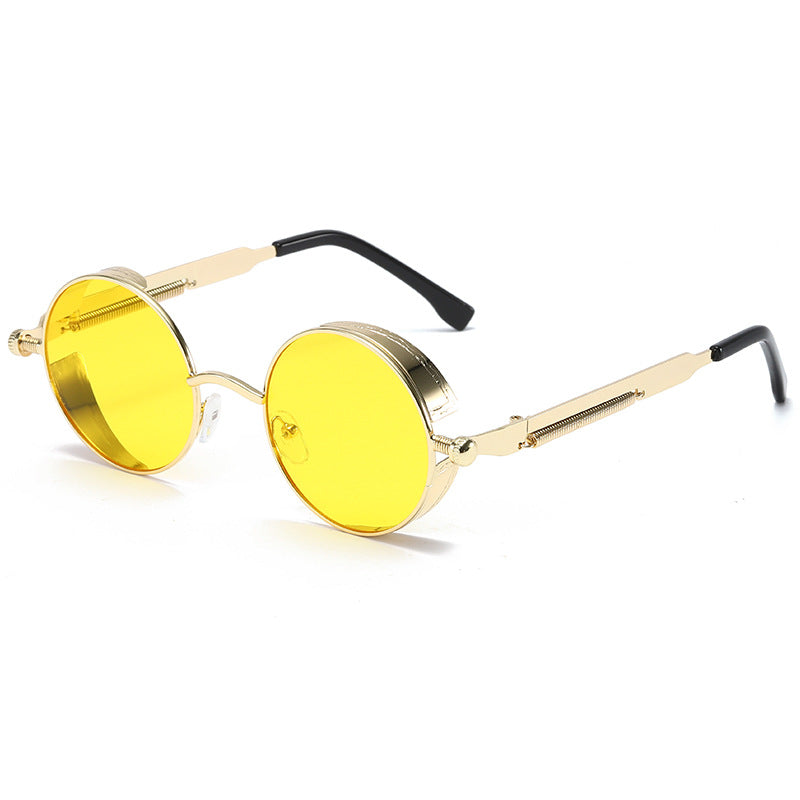 Neutrals Punk Fashion Round Retro Sunglasses