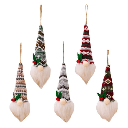 Christmas Knitted Hat with Lights Faceless Doll Pendant