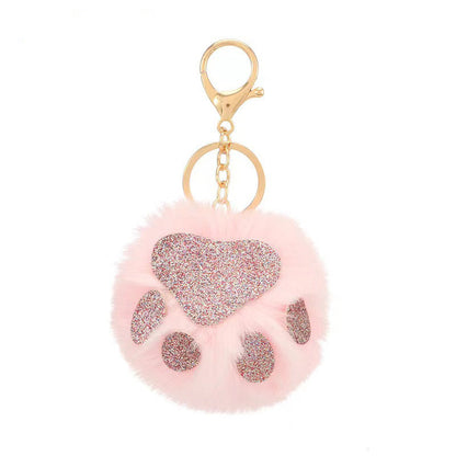 Fur Ball Cat Claw Plush Keychain