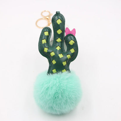 Cactus Alloy Fur Ball Keychain