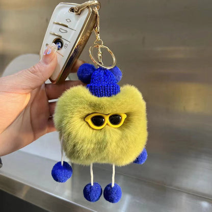 Avocado Color Fur Ball Keychain