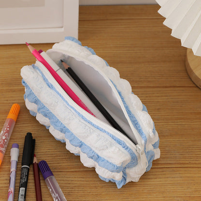 Color Block Striped Large Capacity Pencil Case