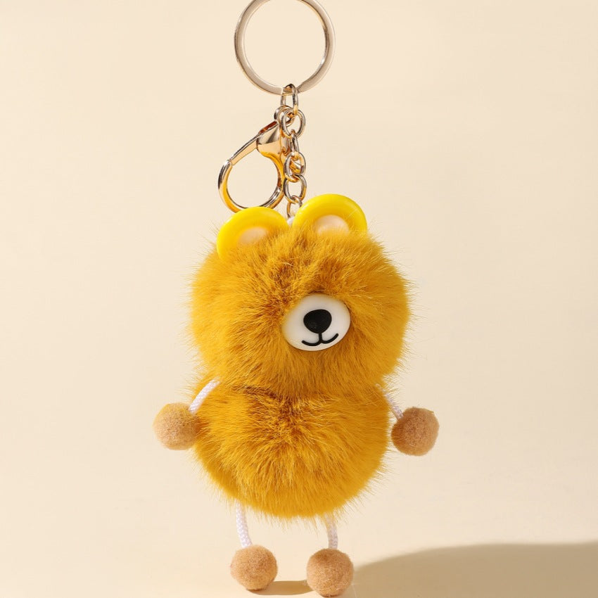 Cute Fur Ball Raccoon Keychain