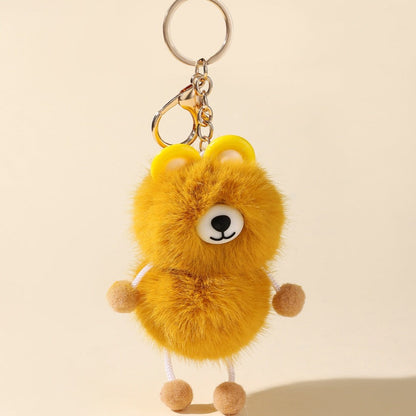 Cute Fur Ball Raccoon Keychain