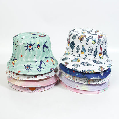 Cotton Polyester Cartoon Rainbow Kids Bucket Hat