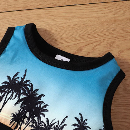 Kids Vest Top + Yellow Shorts Cotton Set Baby Clothes