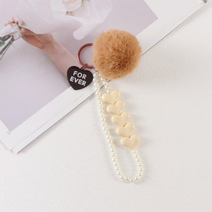 Colorful Love Fur Ball Beaded Keychain