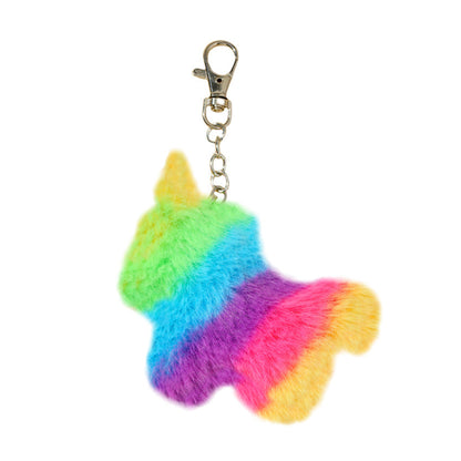 Rainbow Stripe Unicorn Plush Keychain