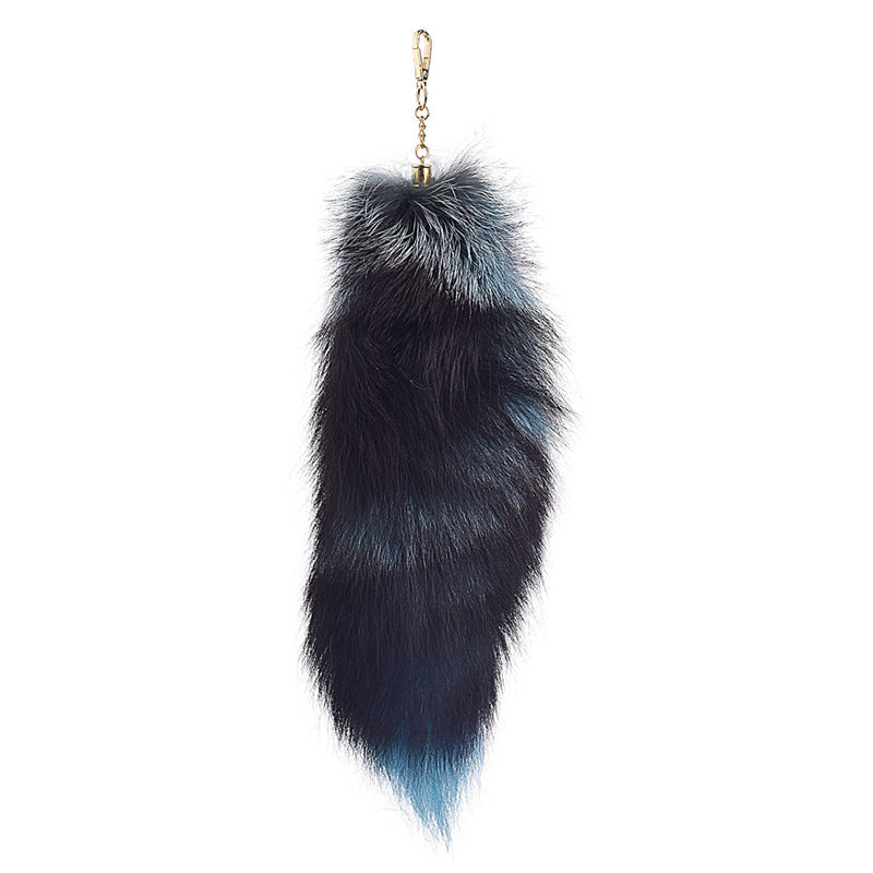 of Oversized Fox Hair Pendant Keychains