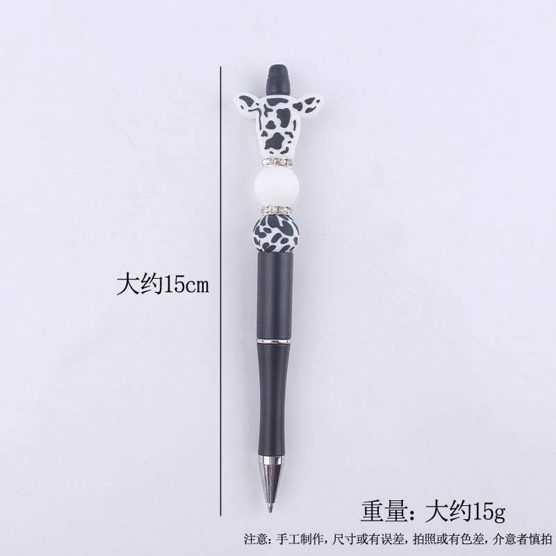 Cartoon Cow Head Cow Pattern Silicone Bead Pen
