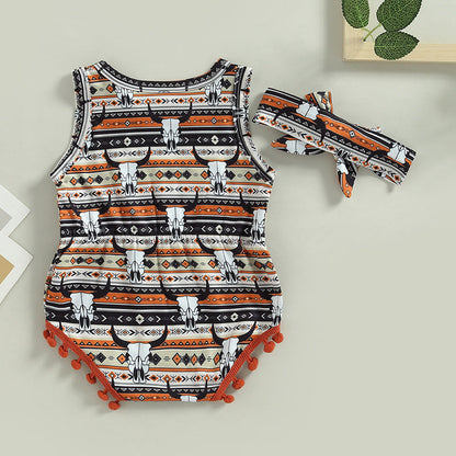 Cotton Western Style Aztec Pattern Baby Onesies