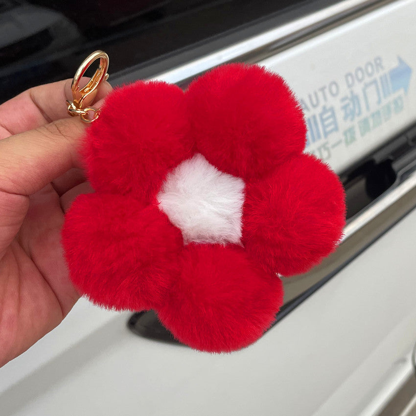 Hairball Flowers Cute Plush Keychain