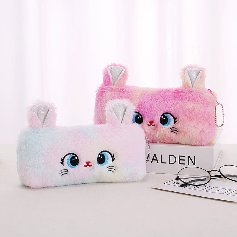 New Cat Large Capacity Plush Zipper Pen Bags