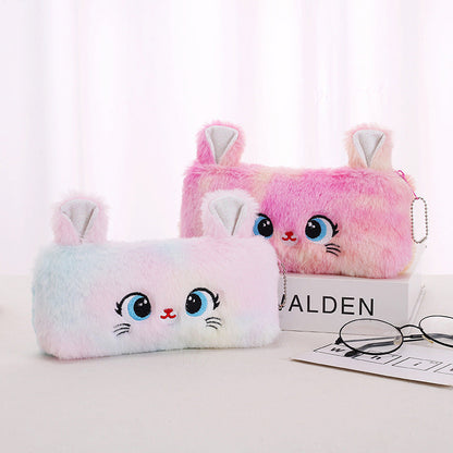 New Cat Large Capacity Plush Zipper Pen Bags