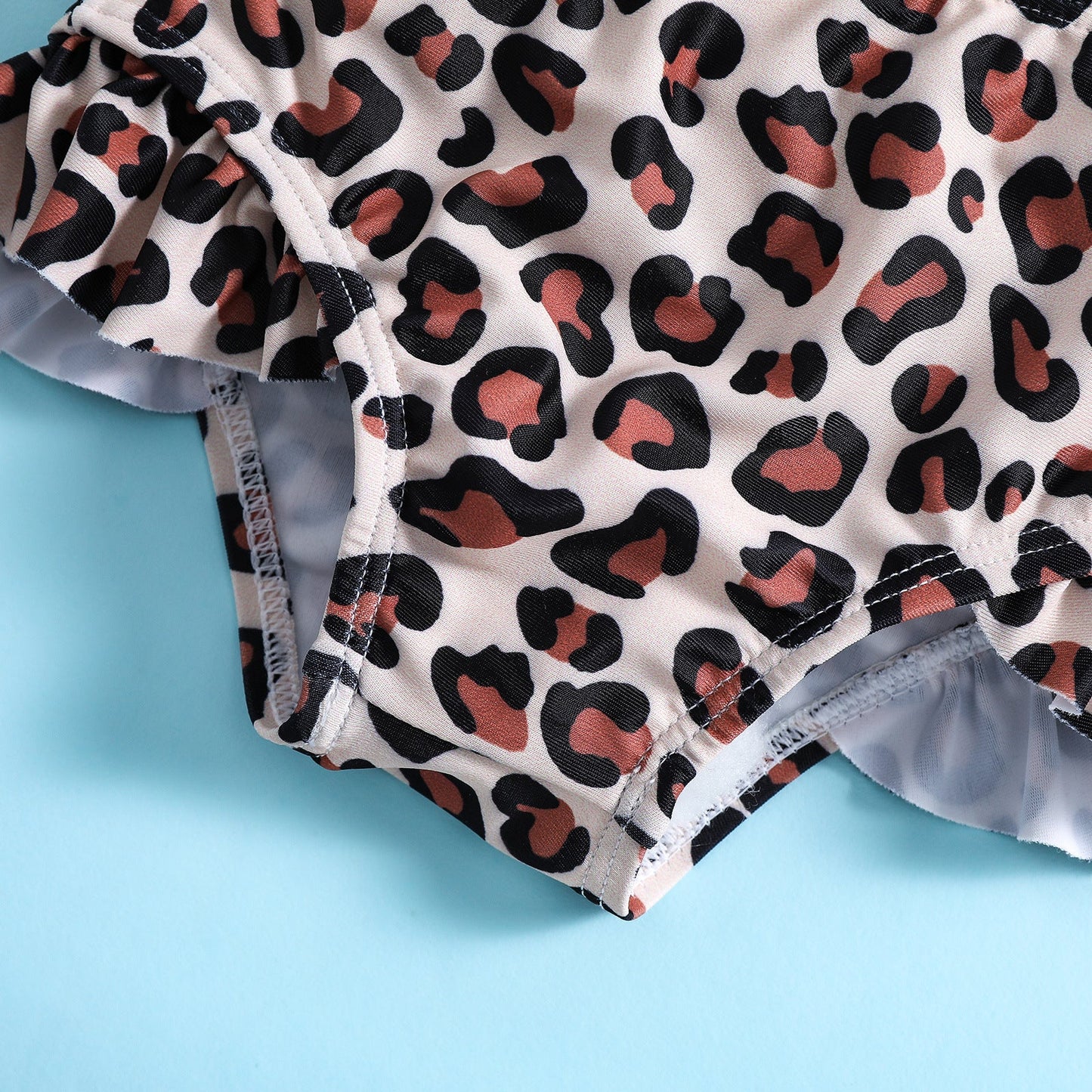Children's Leopard Two-piece Swimsuit Polyester Clothes