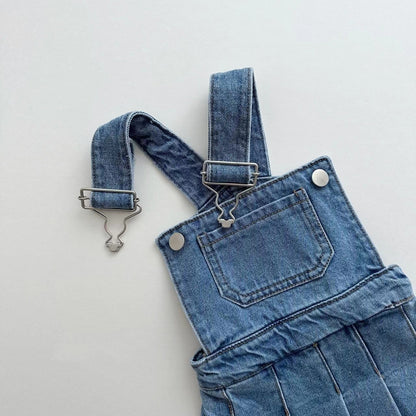 Cotton Children's Waist Denim Vest Skirt Pleated Skirt