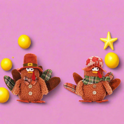 Thanksgiving Scene Decorations with Lights and Glowing Turkey