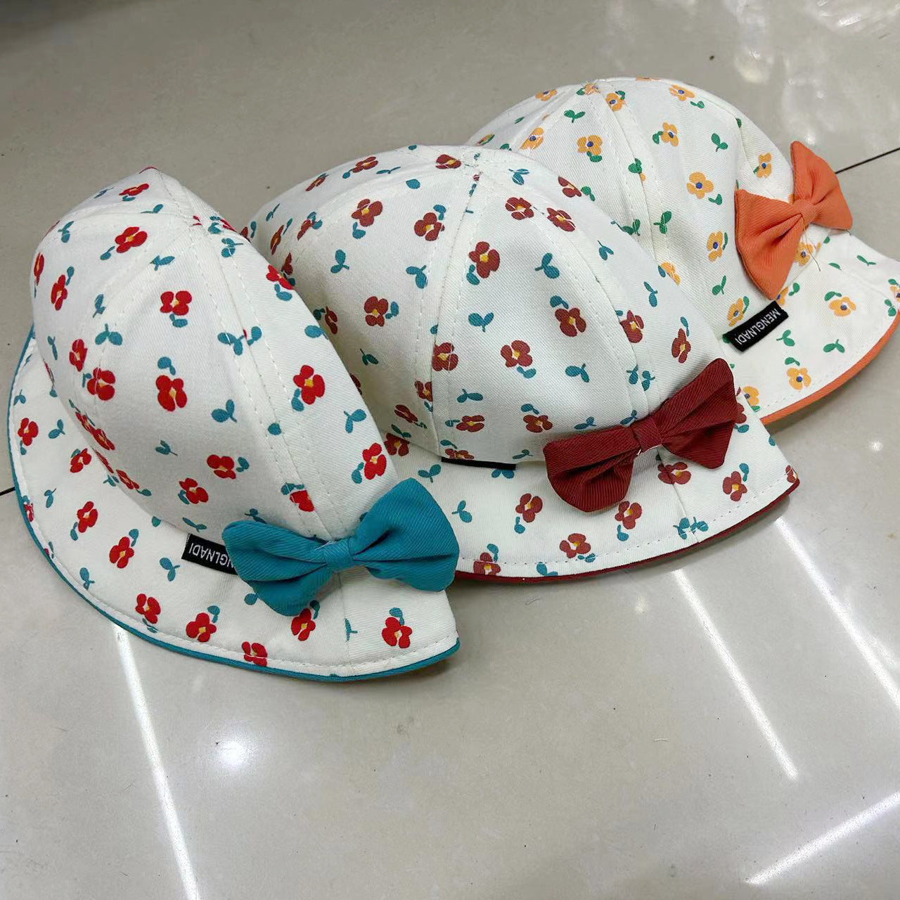 Children Cotton Flower Bow Bucket Hat