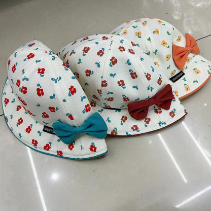 Children Cotton Flower Bow Bucket Hat