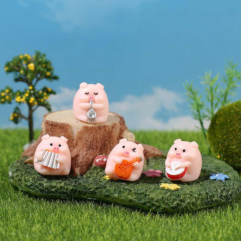 Cute Musical Instruments and Pig Resin Ornaments