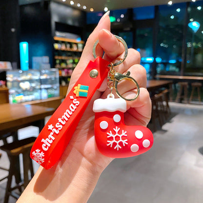 Cartoon Cute Santa Claus Christmas Tree PVC Soft Keychain