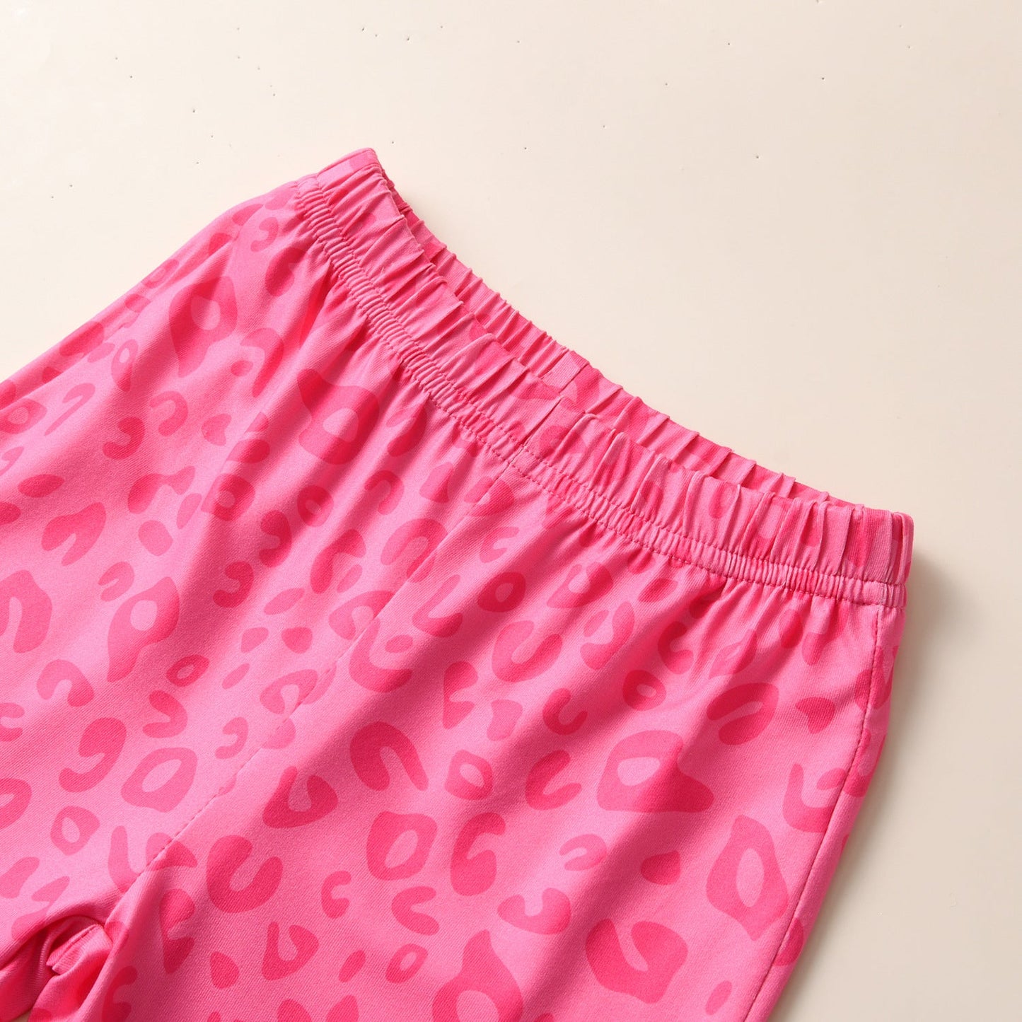 Cotton Kids Set Leopard Print Flare Pants Two Piece Set