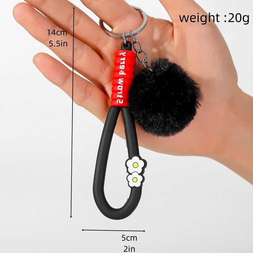 Soft Rubber Flower Ball Keychain