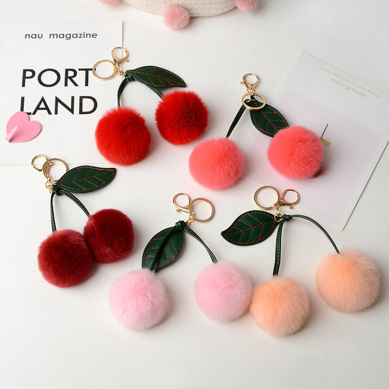 Small Cherry Plush Keychain