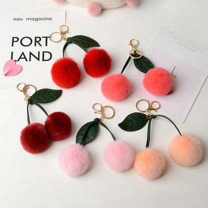 Small Cherry Plush Keychain