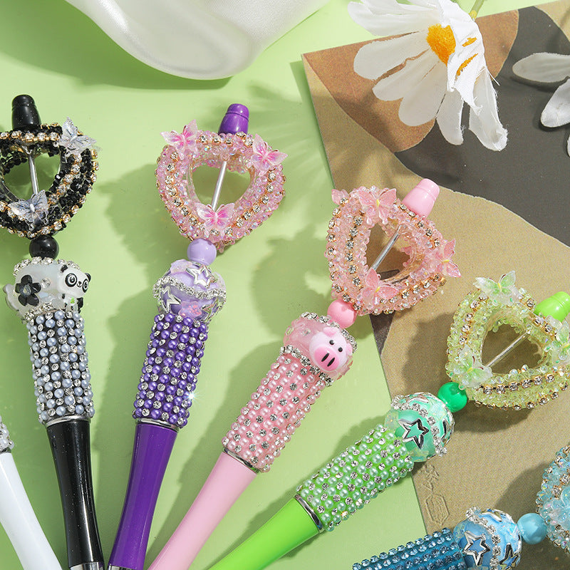 Beaded Pens Colorful Handmade Beaded Twisting Rhinestone Love