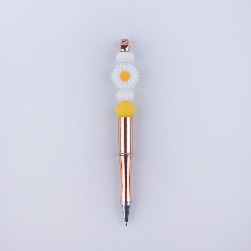 Beadable Pens Handmade Daisy Silicone Beaded Ballpoint Pen