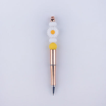 Beadable Pens Handmade Daisy Silicone Beaded Ballpoint Pen